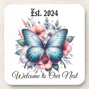 Posavasos Arte de ramo floral de mariposa vibrante-96283