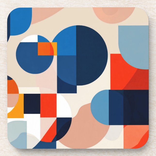 Posavasos Arte de resumen geométrico escandinavo de medio si (Frente)
