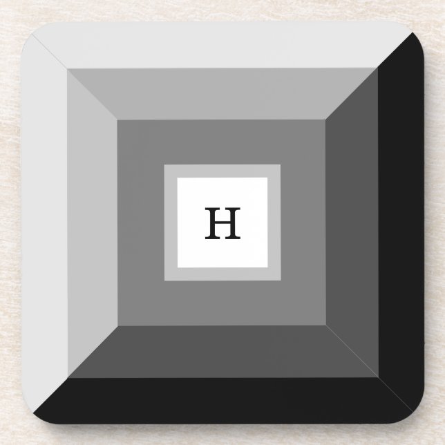 Posavasos Arte de resumen geométrico moderno negro, gris y b (Frente)