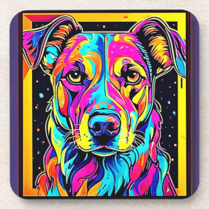 Posavasos Arte de retrato de perro arco iris
