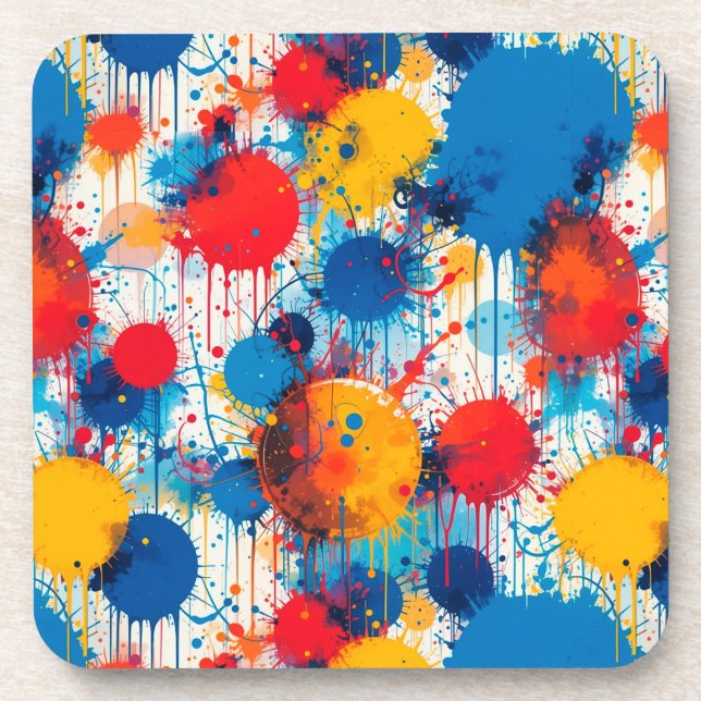 Posavasos Arte de Salpicaduras Coloridas Abstractas (Frente)
