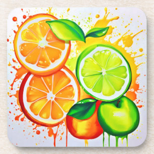 Posavasos Arte de Salpicaduras de Frutas Cítricas Vibrantes