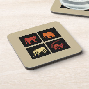 Posavasos Arte de silueta de animales africanos modernos