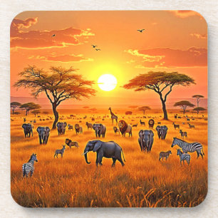 Posavasos Arte de Sunset en la sabana africana