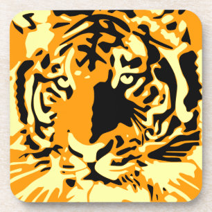 Posavasos Arte de Tigre Biológico Grabado Antiguo