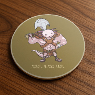 Posavasos Arte de un ajolote con un guerrero gladiador con h