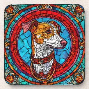 Posavasos Arte de vidrio emplomado de perro