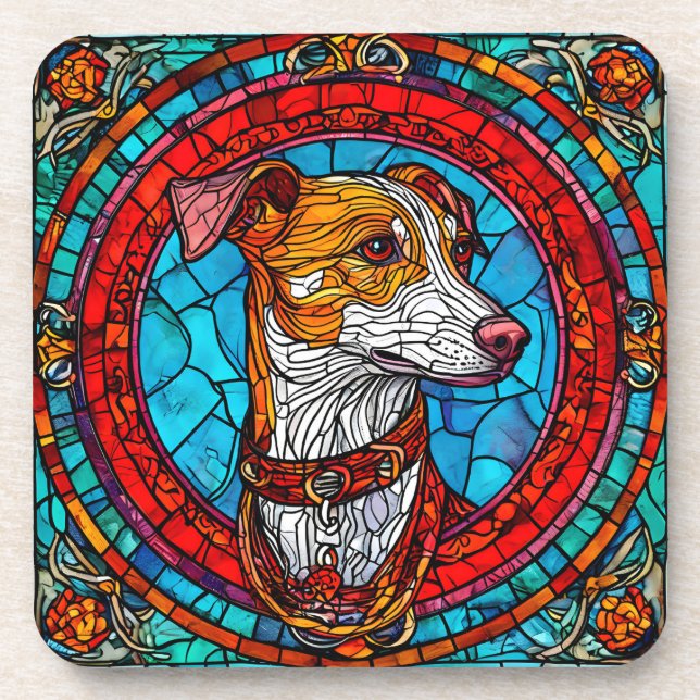 Posavasos Arte de vidrio emplomado de perro (Frente)