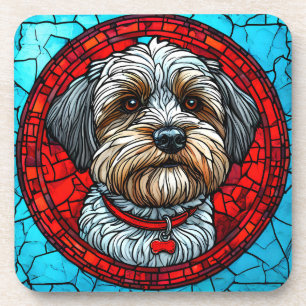 Posavasos Arte de vidrio emplomado de perro