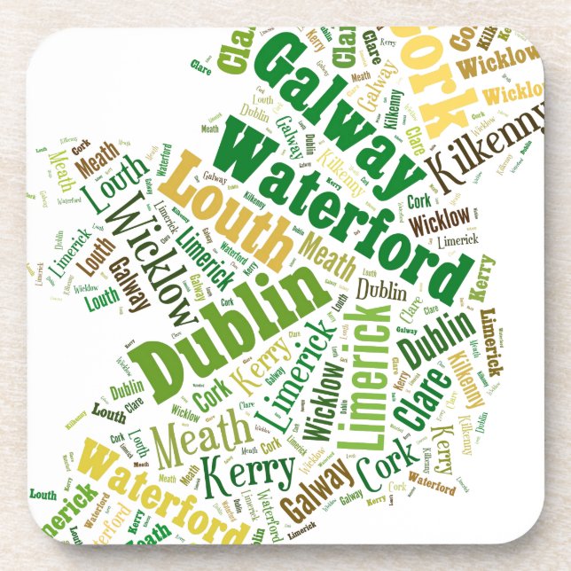 Posavasos Arte de Word de Ciudades de Irlanda (Frente)