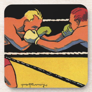 Posavasos Arte Deco Antiguo Boxeo Deportivo, Boxeadores Golp
