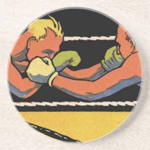 Posavasos Arte Deco Antiguo Boxeo Deportivo, Boxeadores Golp