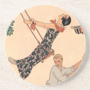Posavasos Arte Deco Vintage Amor, El Columpio de George Barb