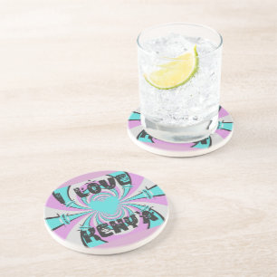 Posavasos Arte del Corazón Keniano: Me encanta el cian púrpu