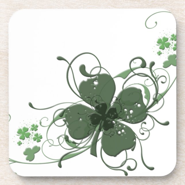 Posavasos Arte del diseño del trébol del día de St Patrick (Frente)