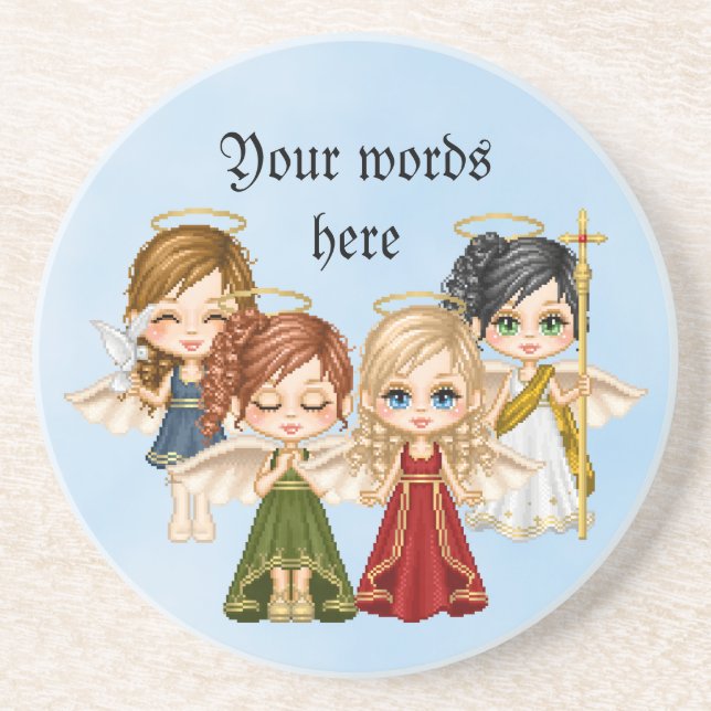 Posavasos Arte del pixel del cuarteto del ángel (Frente)