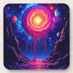 Posavasos Arte del planeta cósmico goteante