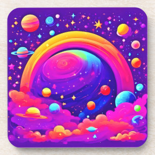 Posavasos Arte del planeta del arcoiris cósmico