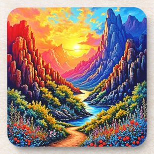 Posavasos Arte del río Cañón del Atardecer