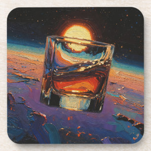 Posavasos Arte del Whiskey: En el espacio (pintura n.º 3)