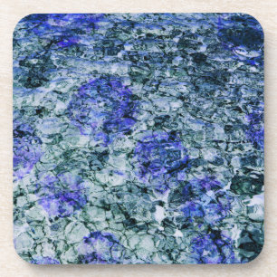 Posavasos Arte digital de fondo abstracto de acuarela azul