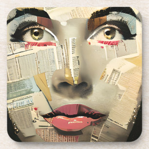 Posavasos Arte digital único y artístico Dama bonita abstr