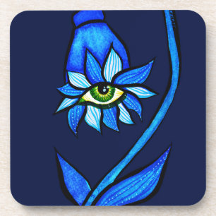 Posavasos Arte espeluznante de la flor fantasmagórica del