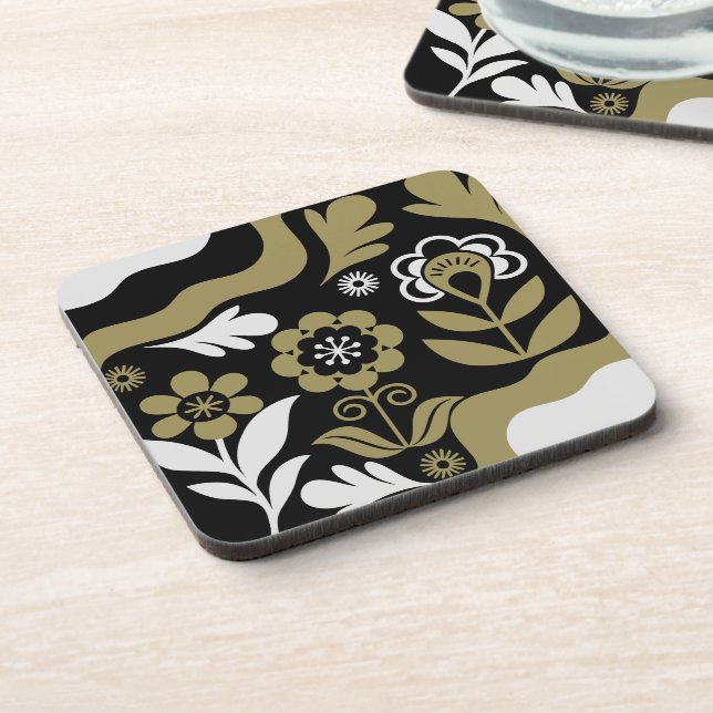 Posavasos Arte floral abstracto boho (Lado Izquierdo)