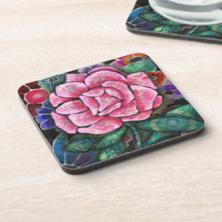 Posavasos Arte floral caprichoso rosa rosa Art Nouveau botán