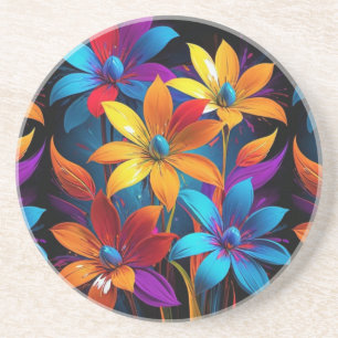 Posavasos Arte Floral Colorido Abstracto Vibrante-32908