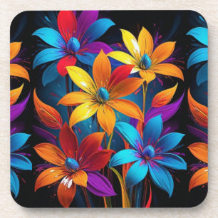 Posavasos Arte Floral Colorido Abstracto Vibrante-32908