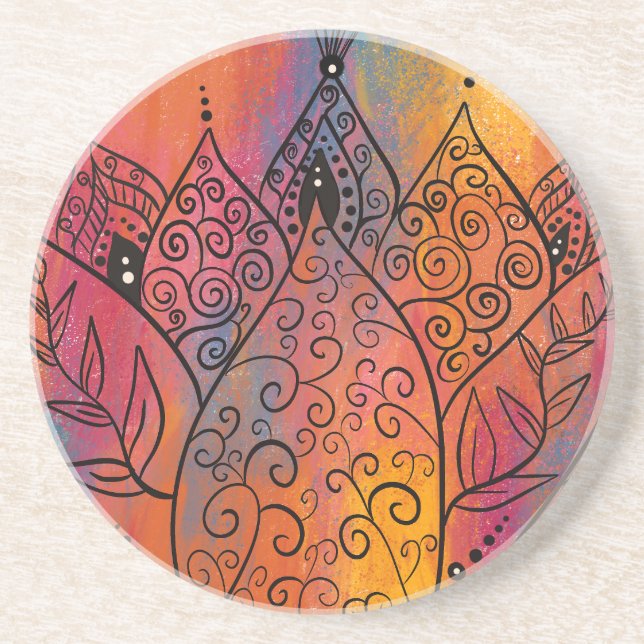 Posavasos Arte floral de bonito (Frente)