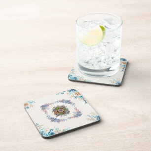 Posavasos Arte floral en acuarela azul turquesa - Calma suav