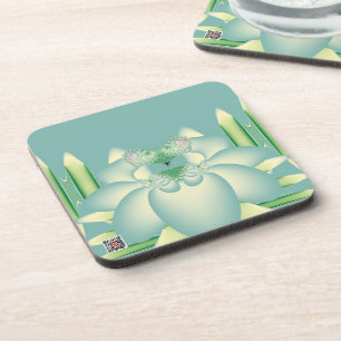 Posavasos Arte Floral Fractal Loto Menta Art Déco