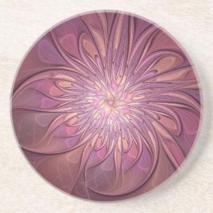 Posavasos Arte floral fractal moderno abstracto colores de b