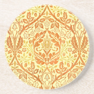 Posavasos Arte floral naranja Bough dorado de William Morris