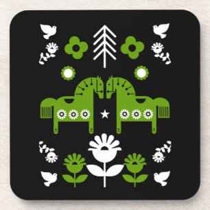 Posavasos Arte folclórico escandinavo de caballos