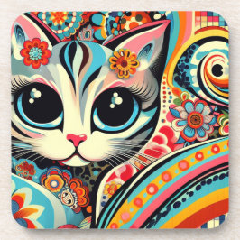 Posavasos Arte folclórico mexicano Resumen estilo Gato gitan