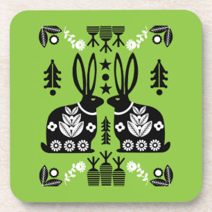 Posavasos Arte folclórico nórdico escandinavo conejo