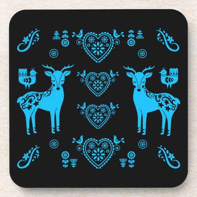 Posavasos Arte folclórico noruego Rosemaling (Frente)