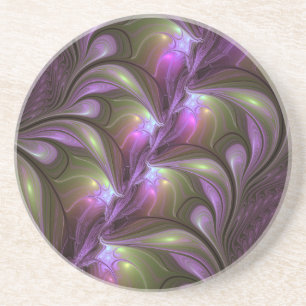 Posavasos Arte fractal abstracto colorido violeta púrpura ca