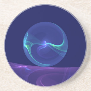 Posavasos Arte fractal abstracto sueño azul púrpura luminoso