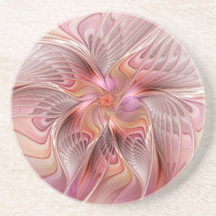 Posavasos Arte fractal de fantasía de mariposa colorida abst