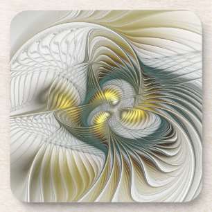 Posavasos Arte fractal de fantasía Verde azulada de oro nobl