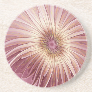 Posavasos Arte fractal de flores abstractas y tonos de burde