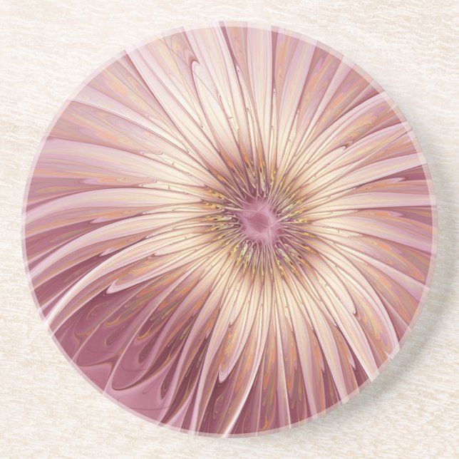 Posavasos Arte fractal de flores abstractas y tonos de burde (Frente)