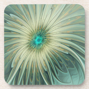 Posavasos Arte fractal de flores de fantasía verde salvia ab