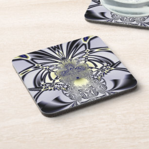 Posavasos Arte fractal de geometría sagrada de Iris Púrpura