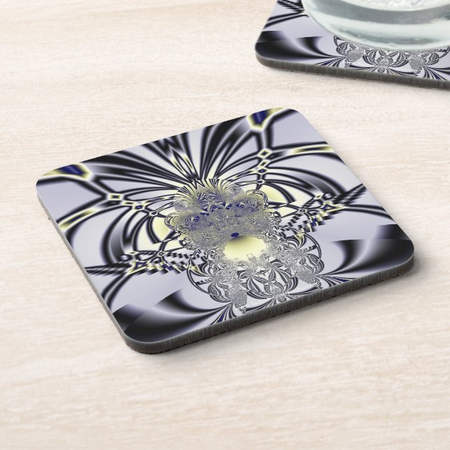Posavasos Arte fractal de geometría sagrada de Iris Púrpura (Lado Izquierdo)