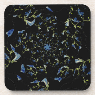Posavasos Arte fractal de sabio azul y negro